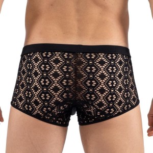 Boxer noir résille brodée Shinny - Lookme Boxer noir résille brodée Shinny - Lookme