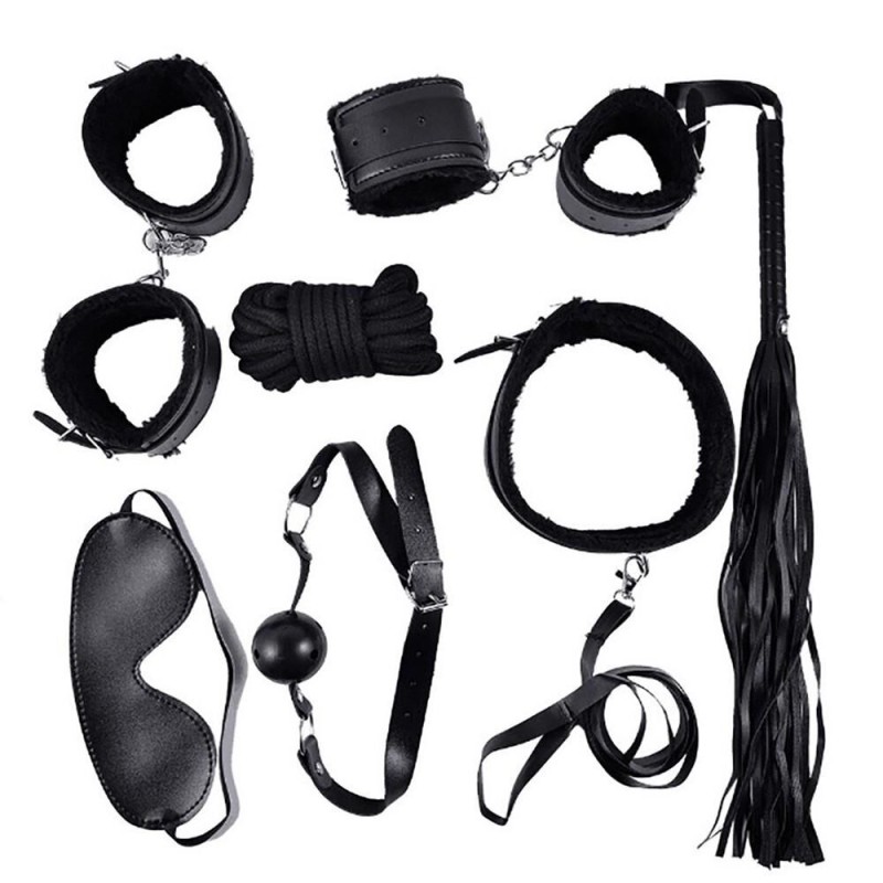 Kit soumission noir composé de 10 articles pour s'initier au BDSM pas cher Kit soumission noir composé de 10 articles pour s'initier au BDSM pas cher