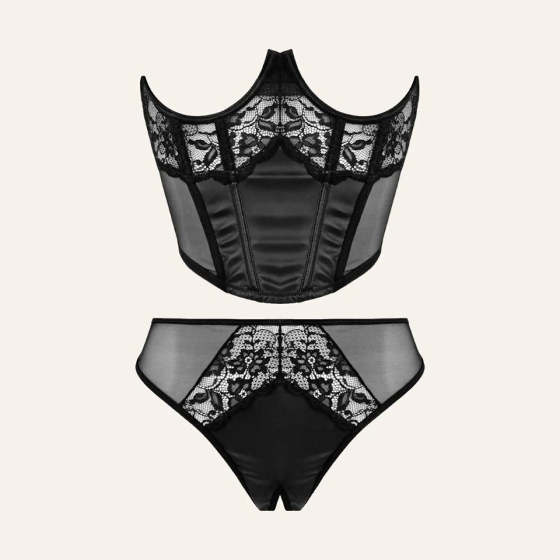 Ensemble de Lingerie Bustier & String Tiara - Élégance Sensuelle Ensemble de Lingerie Bustier & String Tiara - Élégance Sensuelle