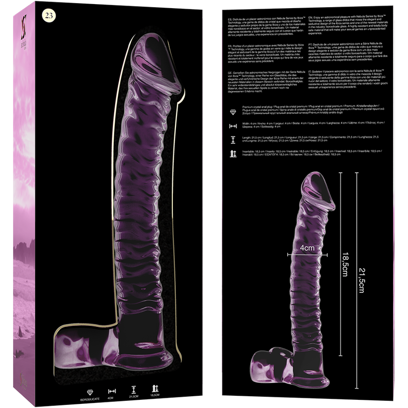 NEBULA SERIES BY IBIZA - MODÈLE 23 GODE EN VERRE BOROSILICATE CLAIR 21.5 CM -O- 4 CM NEBULA SERIES BY IBIZA - MODÈLE 23 GODE EN VERRE BOROSILICATE CLAIR 21.5 CM -O- 4 CM