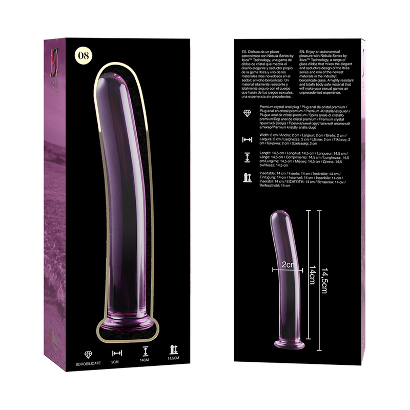 NEBULA SERIES BY IBIZA - MODÈLE 8 GODE EN VERRE BOROSILICATE CLAIR 14.5 CM -O- 2 CM NEBULA SERIES BY IBIZA - MODÈLE 8 GODE EN VERRE BOROSILICATE CLAIR 14.5 CM -O- 2 CM