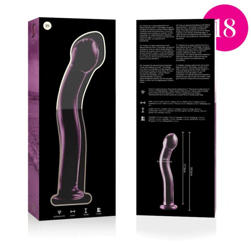 NEBULA SERIES BY IBIZA - MODÈLE 18 GODE EN VERRE BOROSILICATE CLAIR 18.5 CM -O- 3.5 CM NEBULA SERIES BY IBIZA - MODÈLE 18 GODE EN VERRE BOROSILICATE CLAIR 18.5 CM -O- 3.5 CM