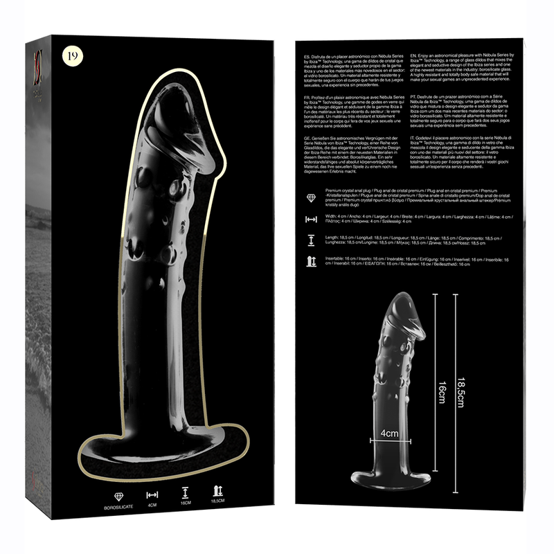 NEBULA SERIES BY IBIZA - MODÈLE 19 GODE EN VERRE BOROSILICATE CLAIR 18.5 CM -O- 4 CM NEBULA SERIES BY IBIZA - MODÈLE 19 GODE EN VERRE BOROSILICATE CLAIR 18.5 CM -O- 4 CM
