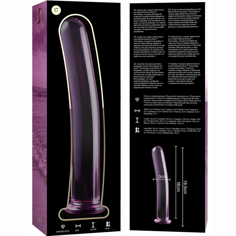 NEBULA SERIES BY IBIZA - MODÈLE 17 GODE EN VERRE BOROSILICATE CLAIR 18.5 CM -O- 3 CM NEBULA SERIES BY IBIZA - MODÈLE 17 GODE EN VERRE BOROSILICATE CLAIR 18.5 CM -O- 3 CM