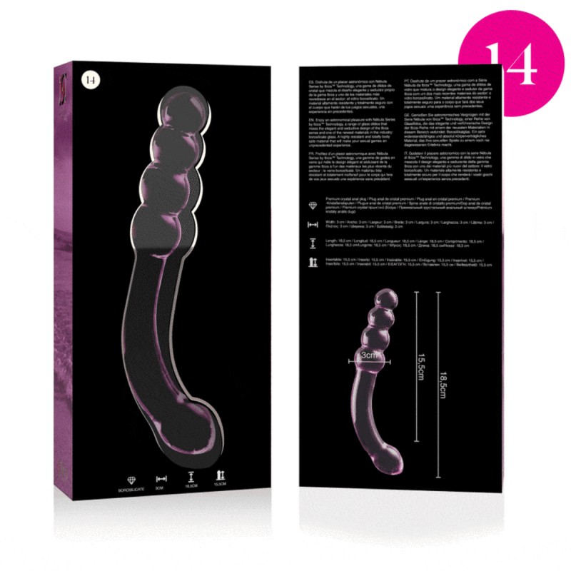 NEBULA SERIES BY IBIZA - MODÈLE 14 GODE EN VERRE BOROSILICATE CLAIR 18.5 CM -O- 3 CM NEBULA SERIES BY IBIZA - MODÈLE 14 GODE EN VERRE BOROSILICATE CLAIR 18.5 CM -O- 3 CM