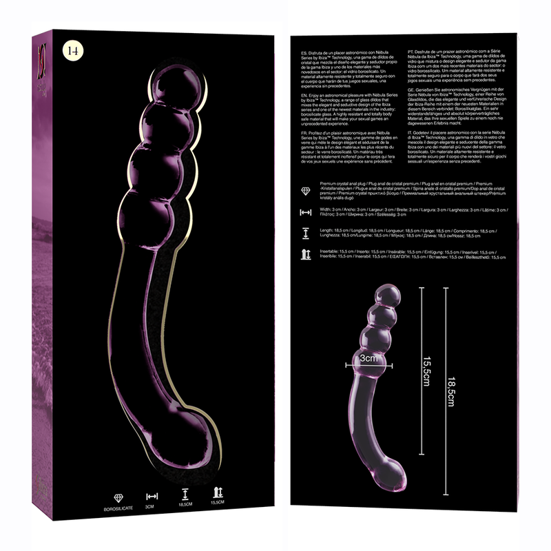 NEBULA SERIES BY IBIZA - MODÈLE 14 GODE EN VERRE BOROSILICATE CLAIR 18.5 CM -O- 3 CM NEBULA SERIES BY IBIZA - MODÈLE 14 GODE EN VERRE BOROSILICATE CLAIR 18.5 CM -O- 3 CM