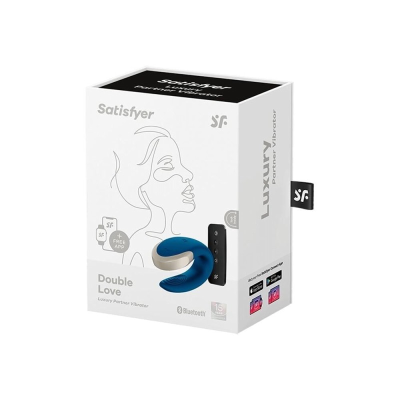 Vibromasseur connecté pour couple avec télécommande Double Love bleu Satisfyer Vibromasseur connecté pour couple avec télécommande Double Love bleu Satisfyer